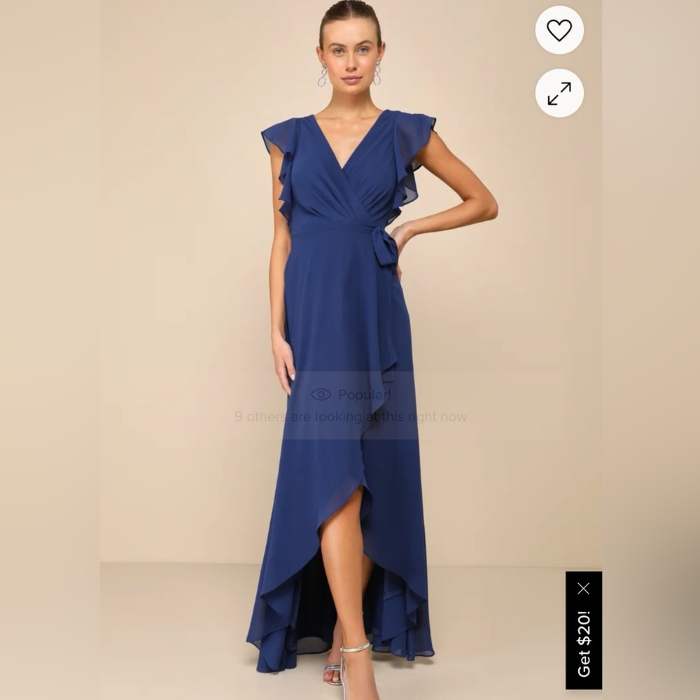 NEW Lulu’s Ravishing Parisian Blue Ruffled High low Maxi Wrap Dress S